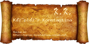 Káplár Konstantina névjegykártya